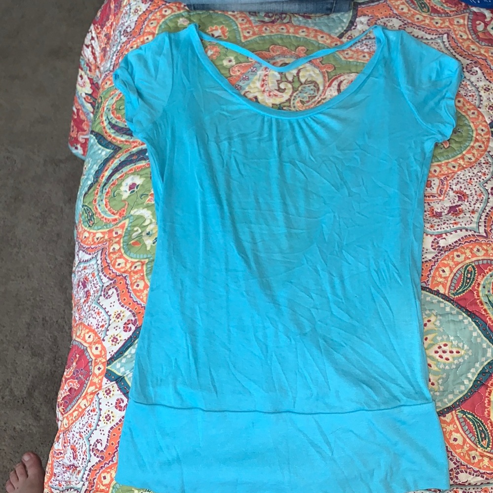 Open back blue top